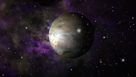 Ein-Lila-Planet-Vor-Einem-Nebelwolkenhintergrund