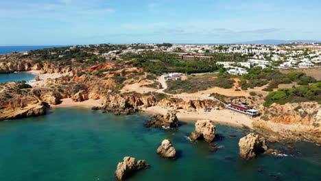 Aerial-view-of-Algarve-Coastline,-paradise-on-earth