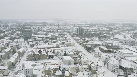 Drone-Aerial-of-the-university-city-Göttingen-after-snow-storm-tristan-in-the-winter-of-2021