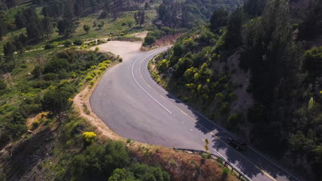 Aerial-view-of-mountain-road-bend