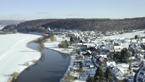 Drone-Aerial-of-scenic-and-relaxing-winter-landscapes-in-Germany