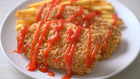 fried-chicken-breast-fillet-steak-with-French-fries-and-ketchup