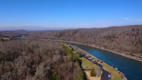 Aerial-Drone-view-of-river-near-Melton-Hill-Dam
