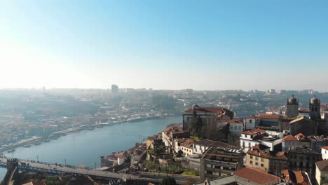 Panoramic-of-Porto-and-Vila-Nova-de-Gaia-cities,-Portugal