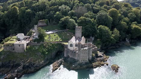 Aerial-of-Famous-UK-Sight-Seeing-Tourist-Spot---Dartmouth-Castle-in-Devon