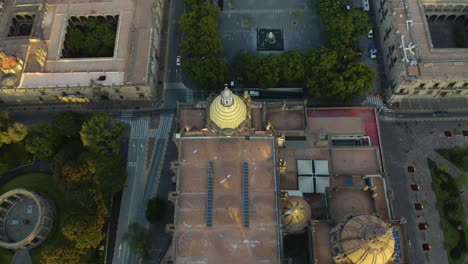 Birds-Eye-View-of-Guadalajara-Cathedral,-Liberation-Square,-Teatro-Degollado