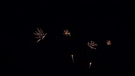 Celebración-De-Feliz-Año-Nuevo-Y-Fireforks-Vívidos-Mágicos-En-El-Cielo-Nocturno,-Fotograma-Completo