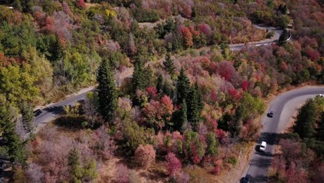 Autos-Fahren-Rund-Um-Den-Mount-Solitude-In-Utah,-Um-Die-Herbstfarben-Zu-Genießen