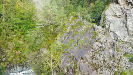 Valley-with-rocks-cliff-and-trees-along-river