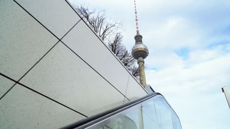 Leaving-Underground-Station-and-Famous-Tv-Tower-of-Berlin-Appears