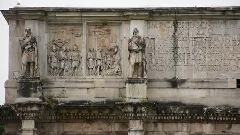 Sculptures-and-bas-relief-on-the-Arch-of-Constantine,-Rome,-Italy