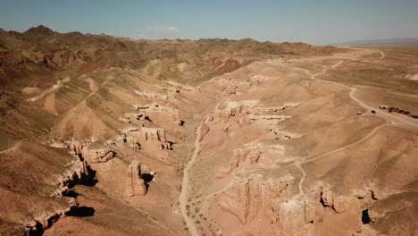 Drone-footage-of-beautiful-sandstone-canyon-in-Kazakhstan