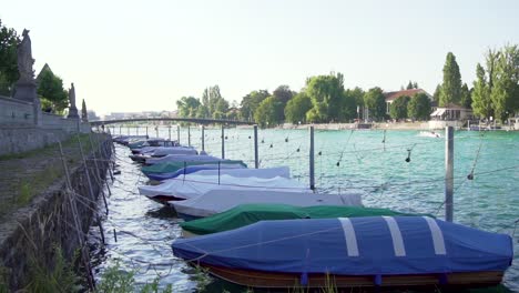 Slow-Motion-of-Fishing-Boats-at-Lake-Constance-with-Turquoise-Water