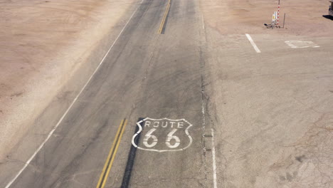 Historic-and-Famous-Route-66-Highway-Interstate-Road-in-America,-Aerial