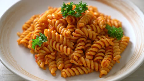 spiral-or-spirali-pasta-with-tomato-sauce-and-parsley---Italian-food-style