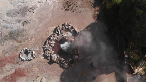Boiling-hot-spring-waters-at-Azores-island-Sao-Miguel-aerial