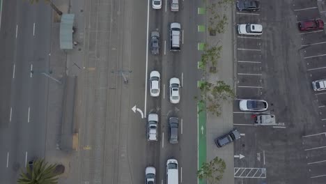 Traffic-Jam-in-California-street-aerial