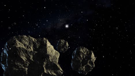 Un-Asteroide-O-Meteorito-Está-Flotando-En-El-Espacio