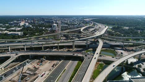 Luftaufnahme-Der-Bauarbeiten-Inmitten-Des-Autobahnkreuzes-I-4-In-Der-Innenstadt-Von-Orlando