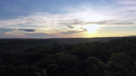 Aerial-view-reveals-sunrise-in-Negros-Oriental,-Philippines