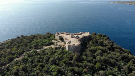 Fortress-on-strategic-position-of-cape-with-sea-view-surrounded-by-green-trees-in-Albania