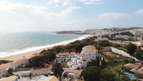 Aerial-view-of-Albufeira-beach-and-Atlantic-Ocean-on-sunny-day