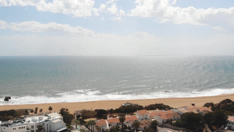 Aerial-4k-drone-footage-panning-the-beaches-of-the-resort-town-of-Albufeira