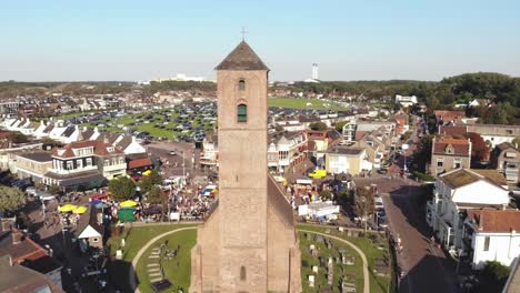 Church-tower-in-Wijk-aan-Zee,-coastal-town-in-the-Netherlands