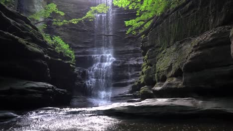 Beautiful-crystal-clear-cascading-waterfall-in-Matthiessen-State-park