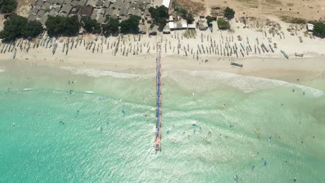 Aerial-at-floating-pier-on-Selong-Belanak-Beach-in-Lombok-a-tourist-attraction