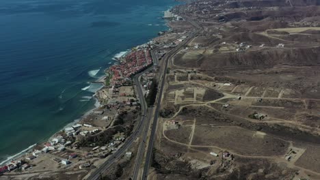 Vuelo-Sobre-Las-Playas-De-Rosarito-En-California,-Baja-California,-México
