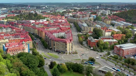 Aerial-View-of-Gothenburg,-Sweden-on-a-Beautiful-Sunny-Day