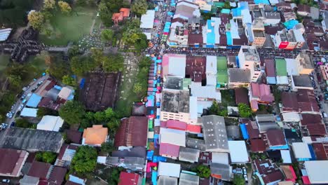 4k-aerial-drone-footage-of-the-rooftops-of-the-town-of-Phimai-in-the-countryside-of-Thailand