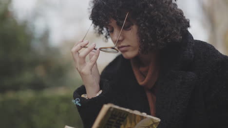 Fatigue-reading-a-book-for-long-hours-by-a-mixed-race-black-woman