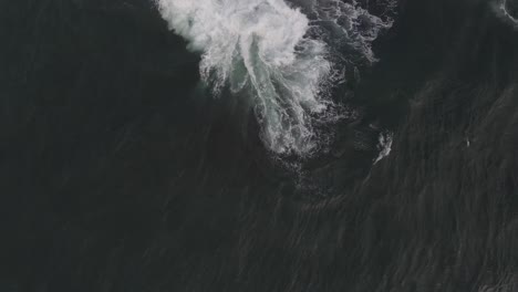 Bommie-Waves-Crashing-On-A-Rock---Dangerous-Surfing-Spot-In-Gordons-Bay,-Sydney---aerial-top-down