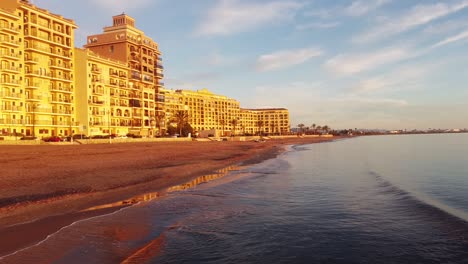 Valencia,-Spain.-Port-Saplaya-beach-sunny-dawn