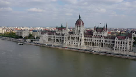 Luftbild-Parlamentsgebäude-Und-Donau-In-Budapest