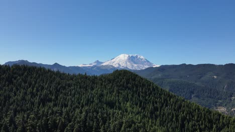 Aerial-footage-going-forward-of-Mount-Rainier-on-a-clear-blue-day