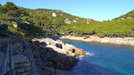 Aguafría-Agua-Azul-Europea-Beach-In-Mediterranean-Spain-Calm-Sea-Turquoise-Blue-Begur-Costa-Brava-Ibiza