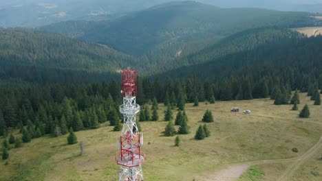Telecommunication-tower-on-the-hills-of-Golija-Mountain,-western-Serbia