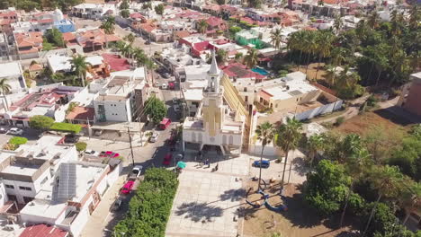 Aerial-of-small-church-in-sunny-Mexico