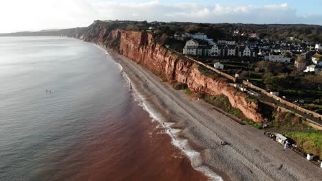 Aerial-view-of-Budleigh-Salterton-beach-Devon-England-looking-towards-Exmouth