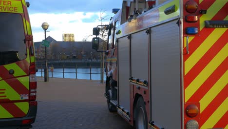 Greater-Manchester-Fire-engine-parked-up-overlooking-water