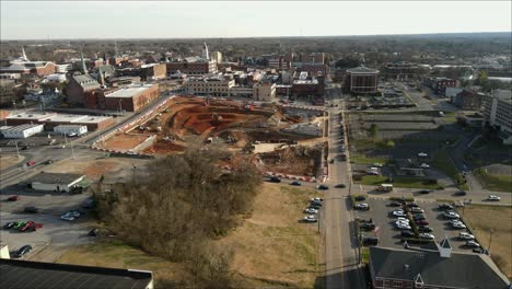 4k-drone-footage-flying-toward-construction-site-for-new-event-center-in-Clarksville-Tennessee