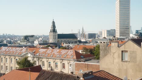 Skyline-Brussels-with-view-on-the-Sablon-and-the-Grand-Place-of-Brussels-on-a-warm-summer-day-with-clear-blue-skies