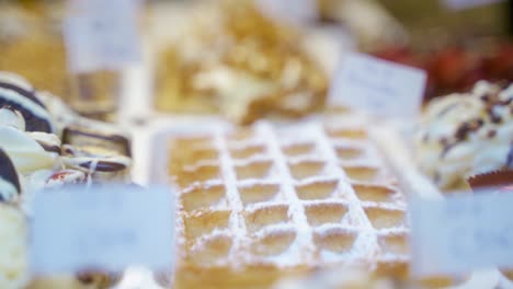Delicious-Brussels-Waffles-On-Display-at-a-Food-Shop-in-Brussels,-Belgium
