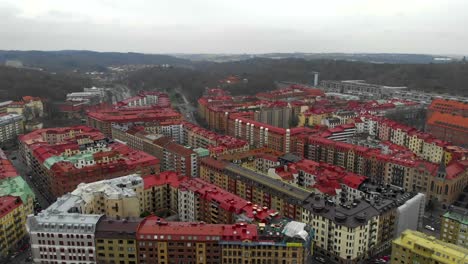 Aerial-view-of-big-city-landscape-with-uniform-residential-buildings
