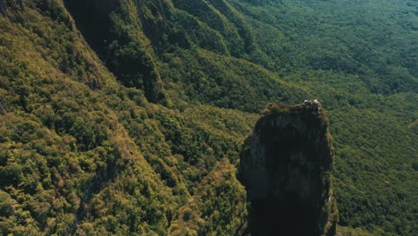 Aerial-view-of-beautiful-amazon-rainforest-brazilian-mountains,-located-in-Grão-Para,-Santa-Catarina,-Brazil