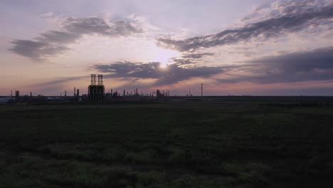 Silhouette-of-industrial-facility-near-Bridge-City-Texas