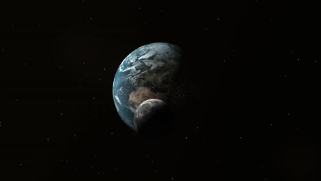 Zeitlupenrotation-Des-Planeten-Erde,-Mond-Und-Sonne,-Sonnensystem